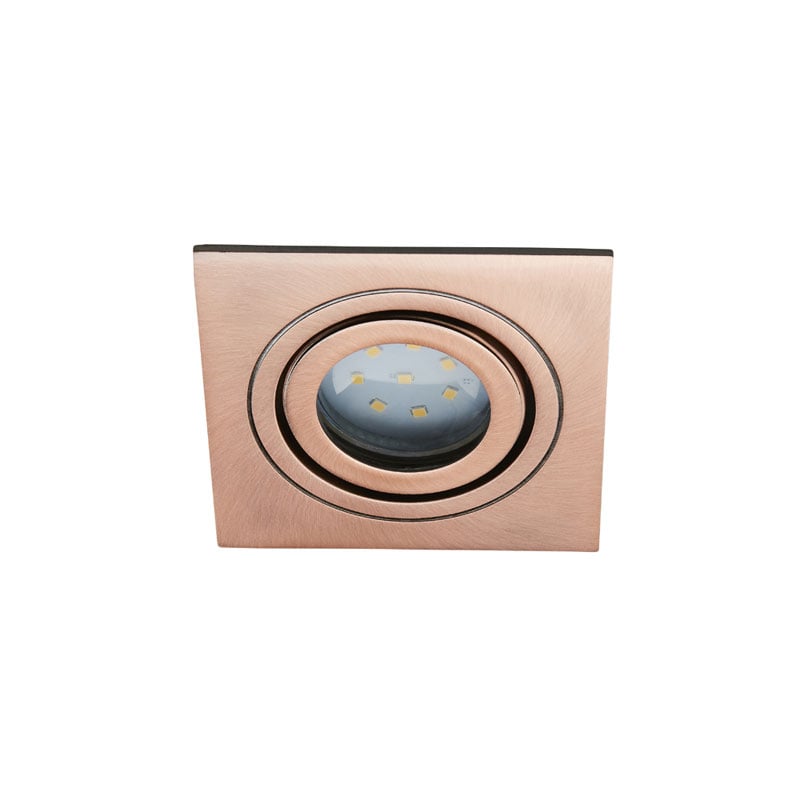 Forum Cali Tiltable Square Downlight GU10 Brushed Copper