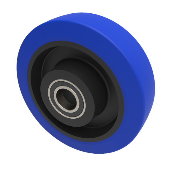 Blue Elastic Rubber 75ShoreA 160mm Ball Bearing Wheel 300kg Load