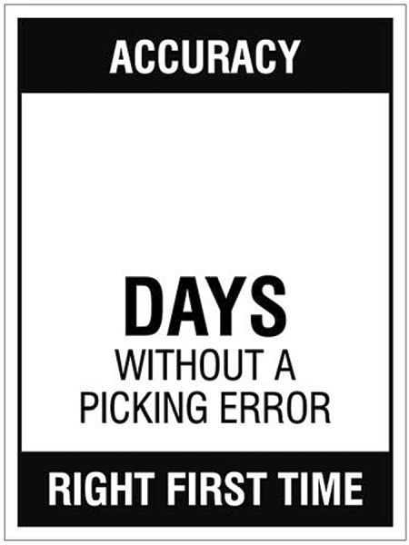 Accuracy … Days without a picking error, 450x600mm rigid PVC with wipe clean over laminate