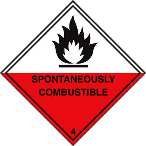 100 S/A labels 100x100mm spontaneously combustible 4
