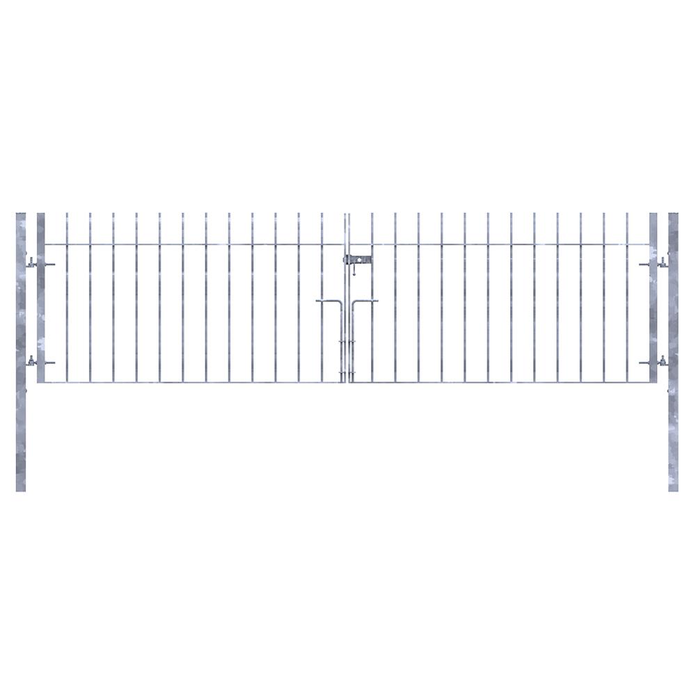 Vertical Bar 1.2m(H) x 3.1m Wide DoubleLeaf Gate - Concrete In - Galvanised