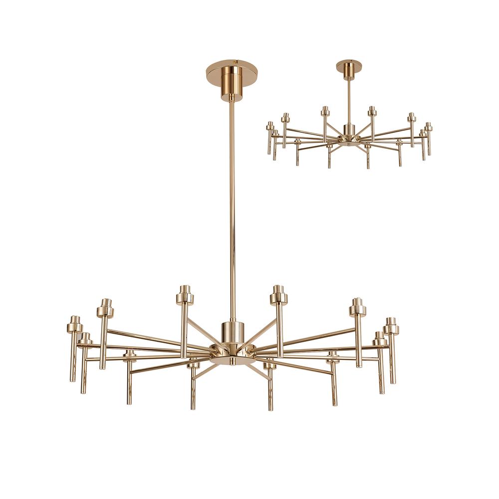 Luxuria Apex 85cm French Gold 12 Light G9 Universal Telescopic/Semi Flush