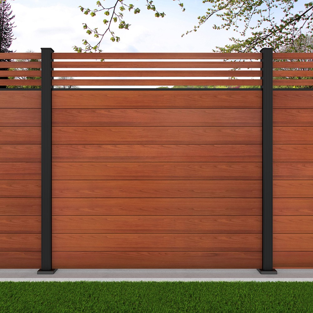 1.8m Connect + Parallel 50 Oak Wood Effect - Black Sand Bolt Down Posts - Metre Price