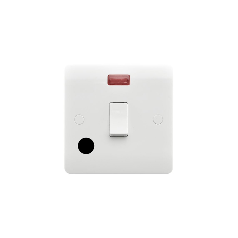 Hamilton Verve 1G 20A DP Rocker Switch + Flex Outlet + Red Neon White