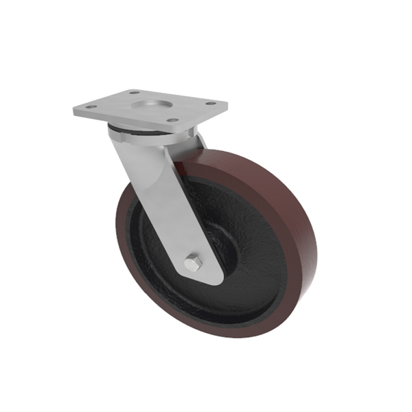 Polyurethane Cast Iron Plate Swivel Castor 250mm 1200kg Load