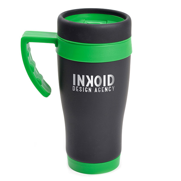 Oregon Black Rubberised Travel Mug