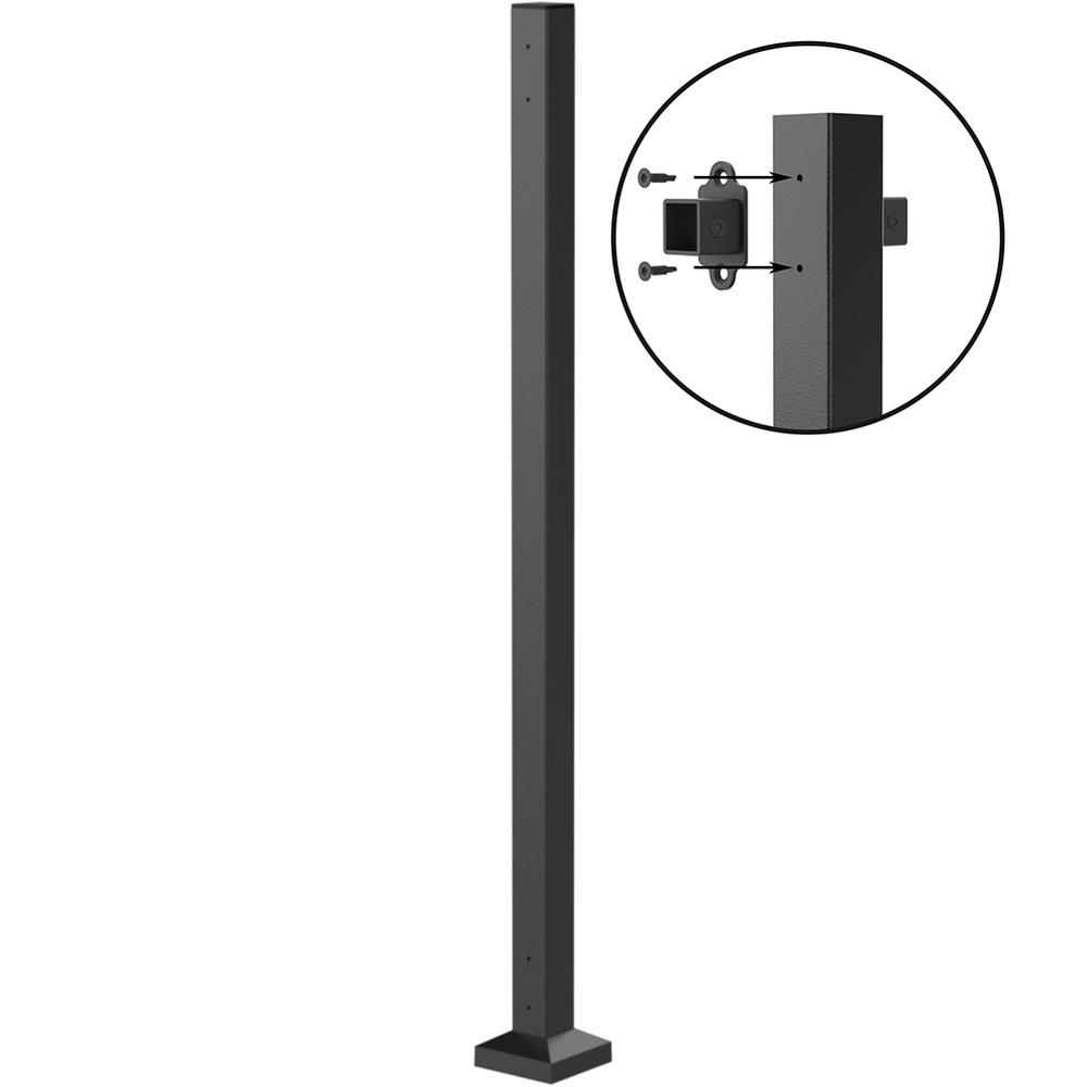 Fortitude 50mm Bolt-Down Mid Post 1155mm Black Sand With Base Cover Plate  