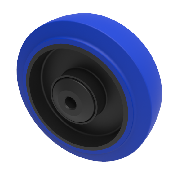 Blue Elastic Rubber 65ShoreA 125mm Ball Bearing Wheel 250kg Load