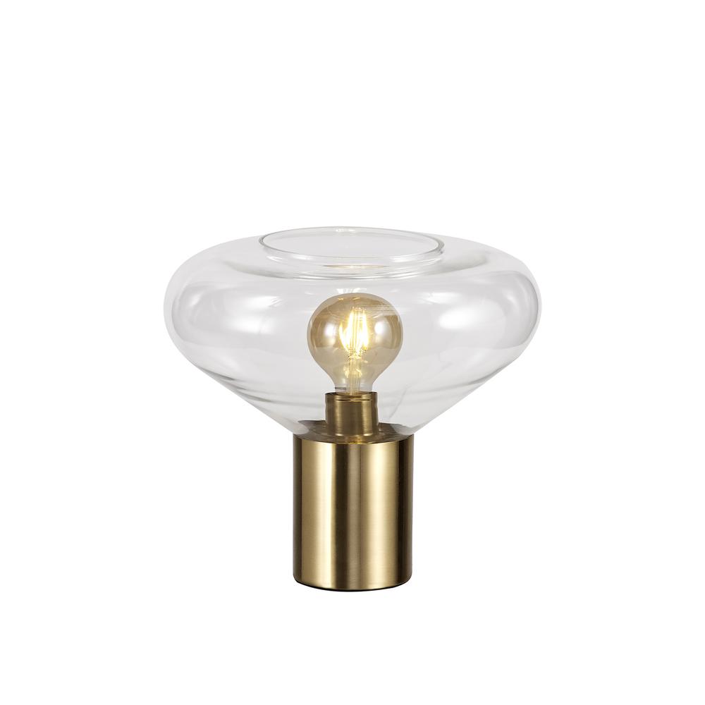 Luxuria Nexus Wide Table Lamp E27 Aged Brass/Clear Glass