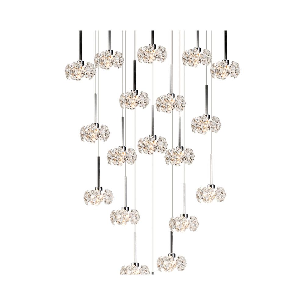 Luxuria Paramount 19 Light G9 3.5m Oval Multiple Pendant With Polished Chrome And Crystal Shade