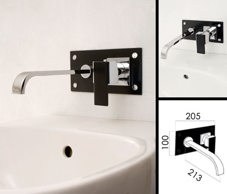 Ebony Black Wall Mounted Basin Filler (35F)