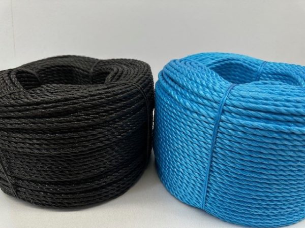 6mm Polypropylene 3 Strand Spiltfilm Rope - Blue/Black