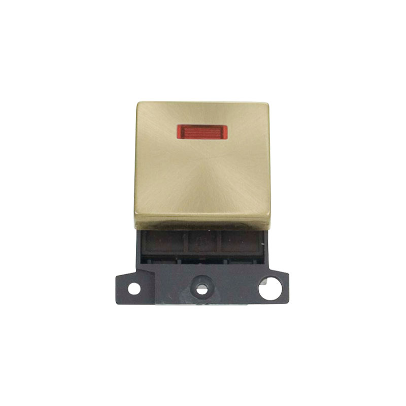 Click MiniGrid Ingot 20A DP Switch Module With Neon Satin Brass