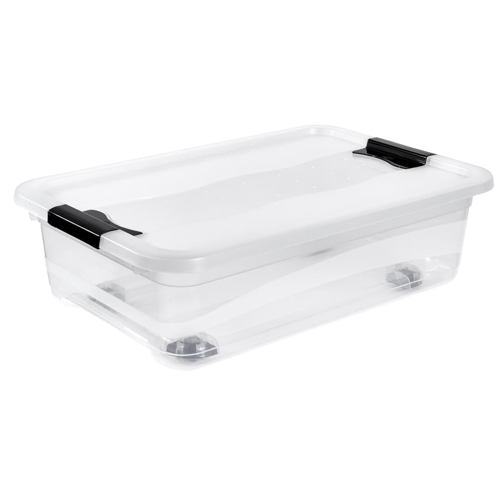 28 Litre Clear Under Bed Storage Box on Wheels