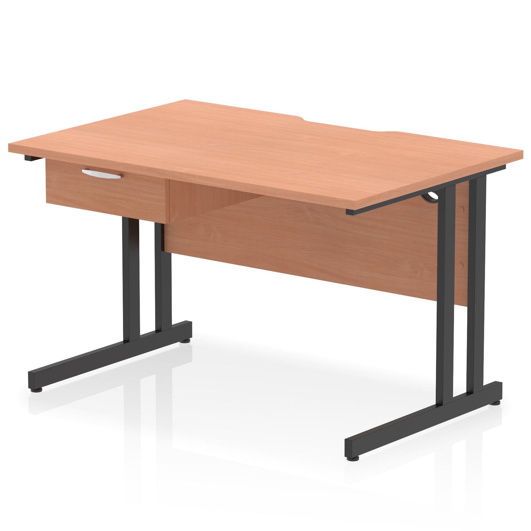 Specialising In Impulse Scalloped Edge Cantilever Straight Desk With Single One Drawer Fixed Pedestal - 1200mm, 1400mm, 1600mm - Multiple Colour Options UK
