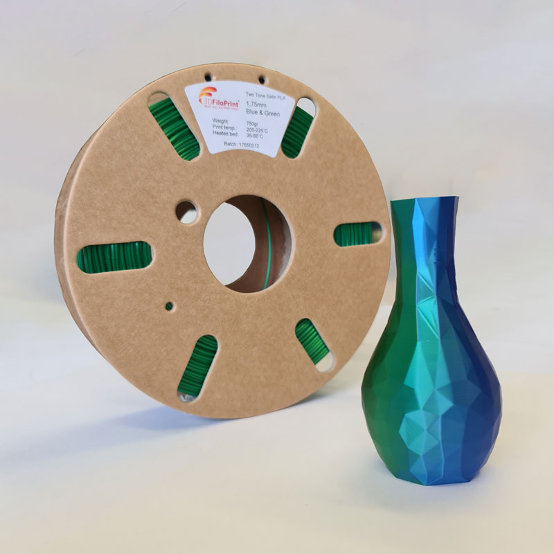 3D FilaPrint Two-Tone Blue / Green Satin PLA 2.85mm 250gms 3D Printer Filament