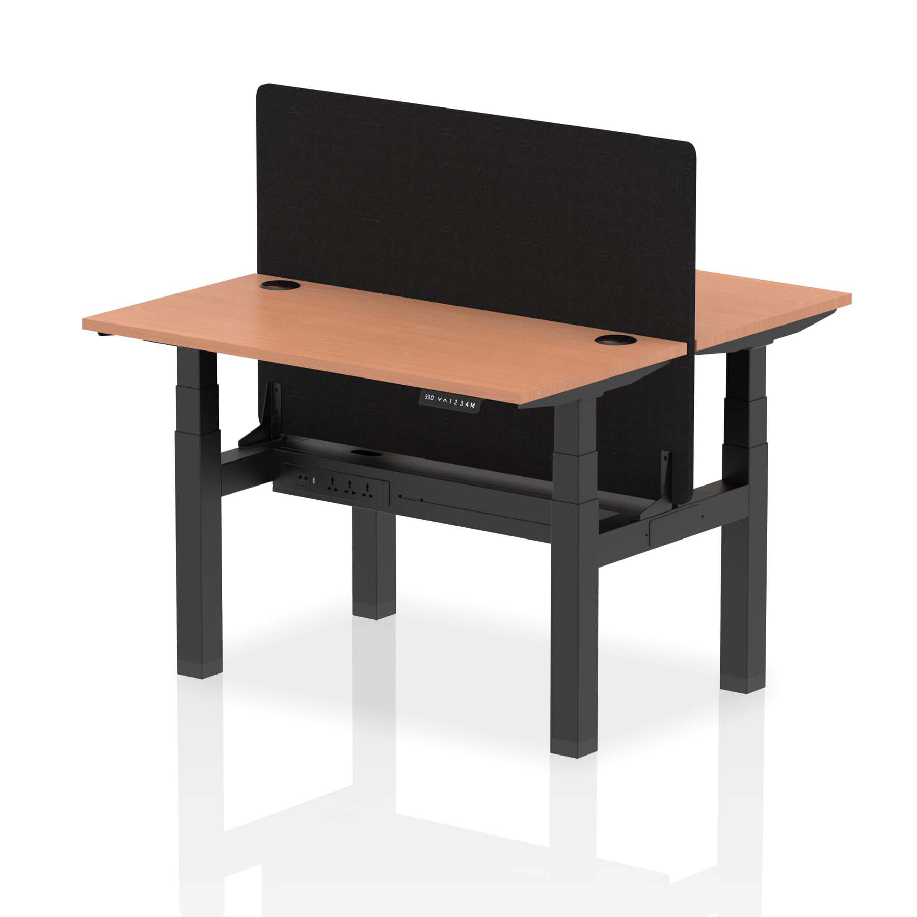 Specialising In Air Back-to-Back Slimline Height Adjustable Bench Desk - 2 Person with Black Straight Screen - 1200mm, 1400mm, 1600mm, 1800mm - Multiple Colour Options UK