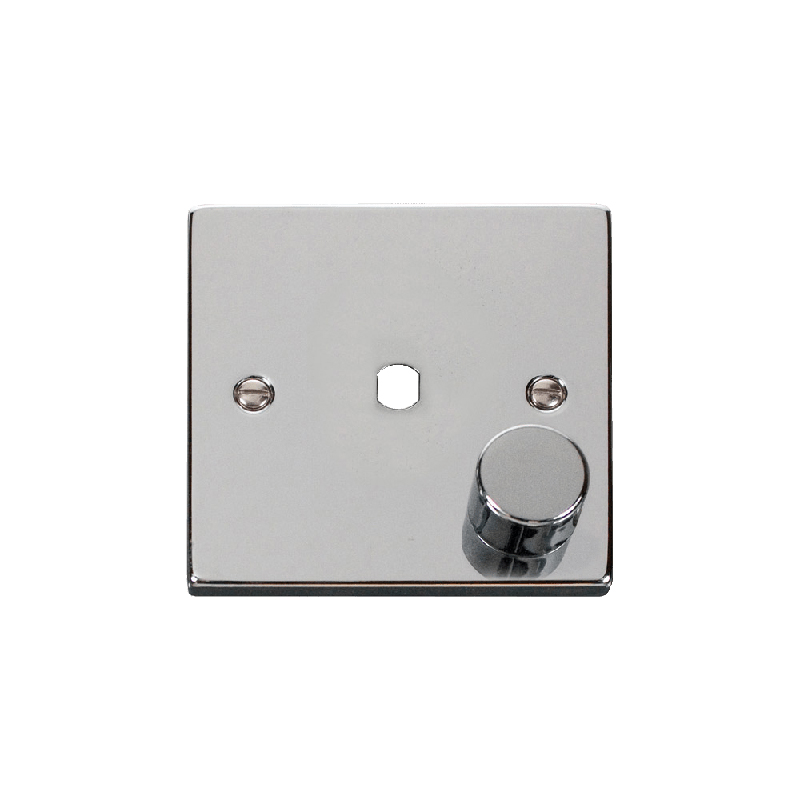 Click Deco 1 Gang Unfurnished Dimmer Plate and Knob (650W Max) Polished Chrome