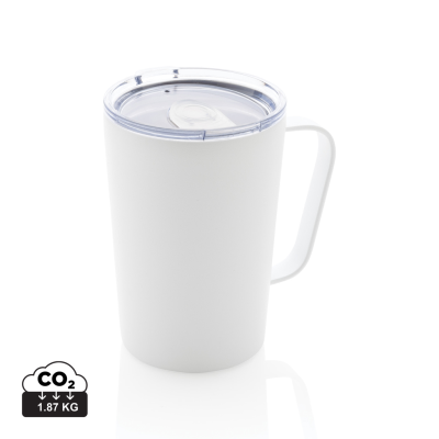 RCS RECYCLED STAINLESS STEEL METAL MODERN VACUUM MUG with Lid in White.