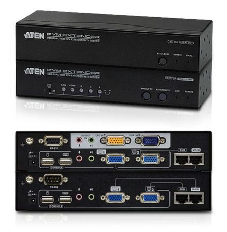 CE775 USB Dual-View VGA Aten KVM Extender 300m, Deskew