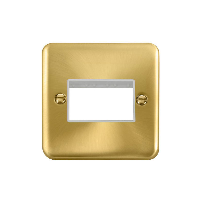 Click Deco Plus MiniGrid 3 Aperture Face Plate Satin Brass White Inserts