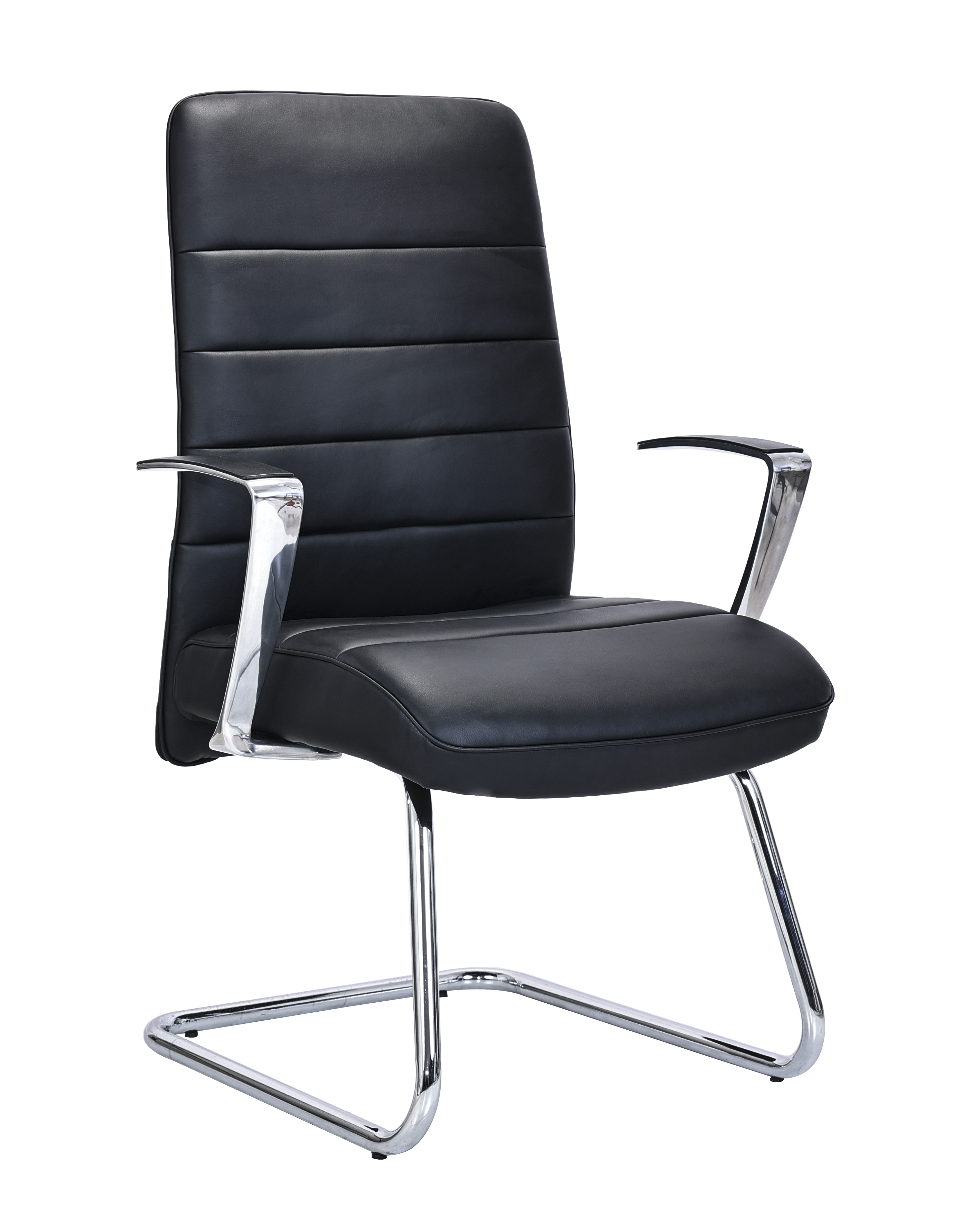 Modern Visitor Chair in Black Leather with Heavy Duty Cantilever Frame - MB-324P North Yourkshire