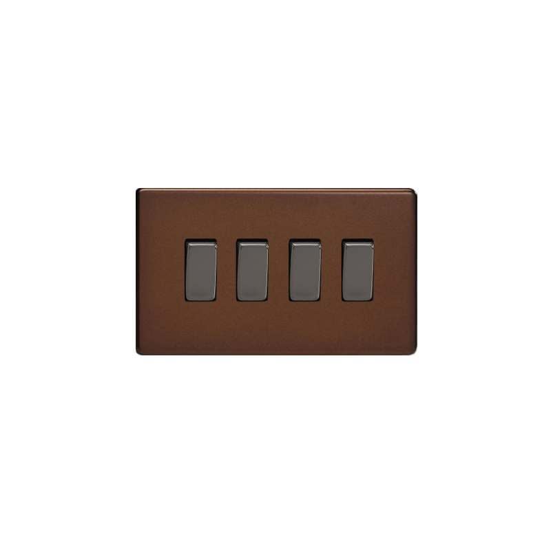 Varilight Screw Less Flat Plate Switch 4G Mocha Brown