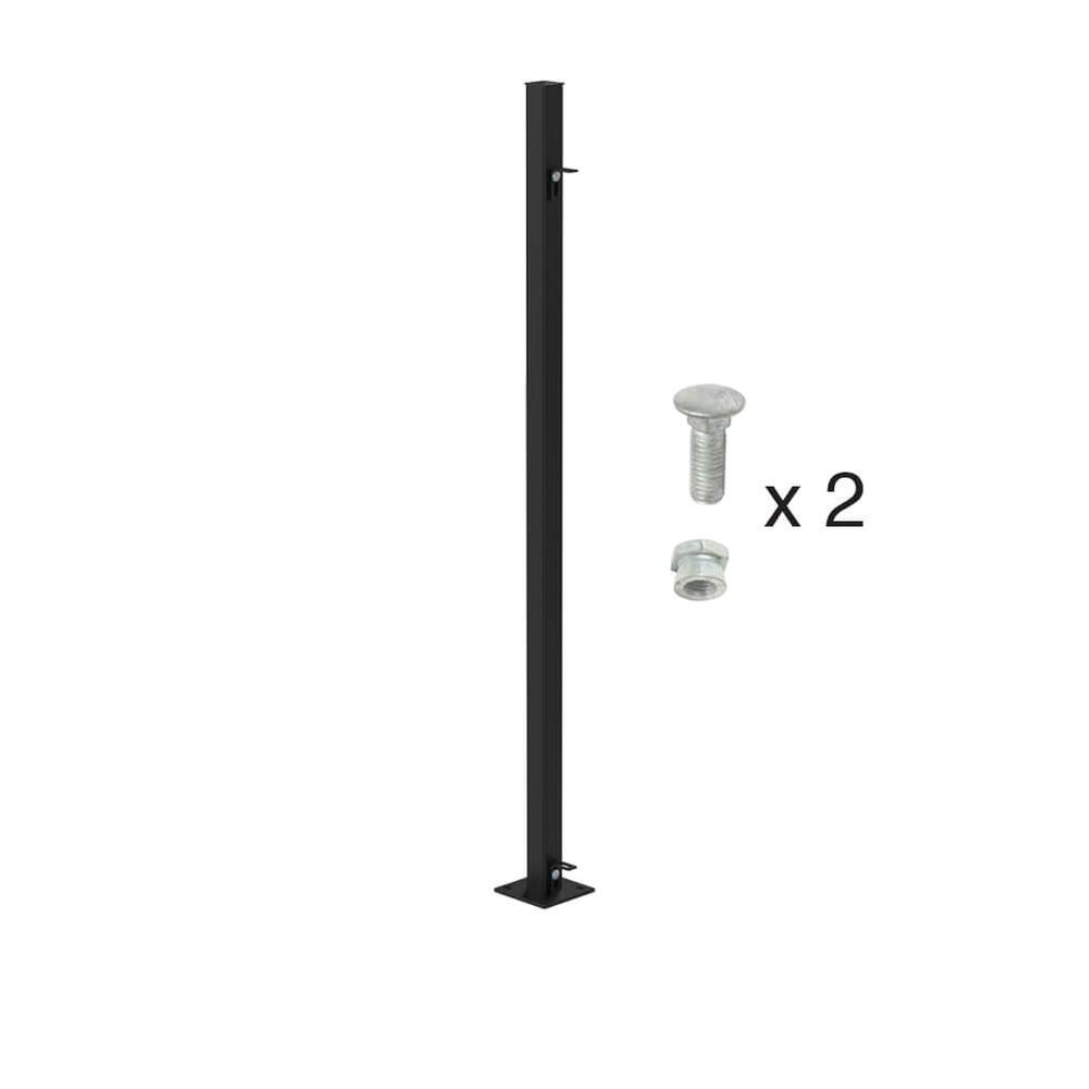 1500mm High Bolt Down End Post - 60x60mmBlack - Includes Cleats + Fittings