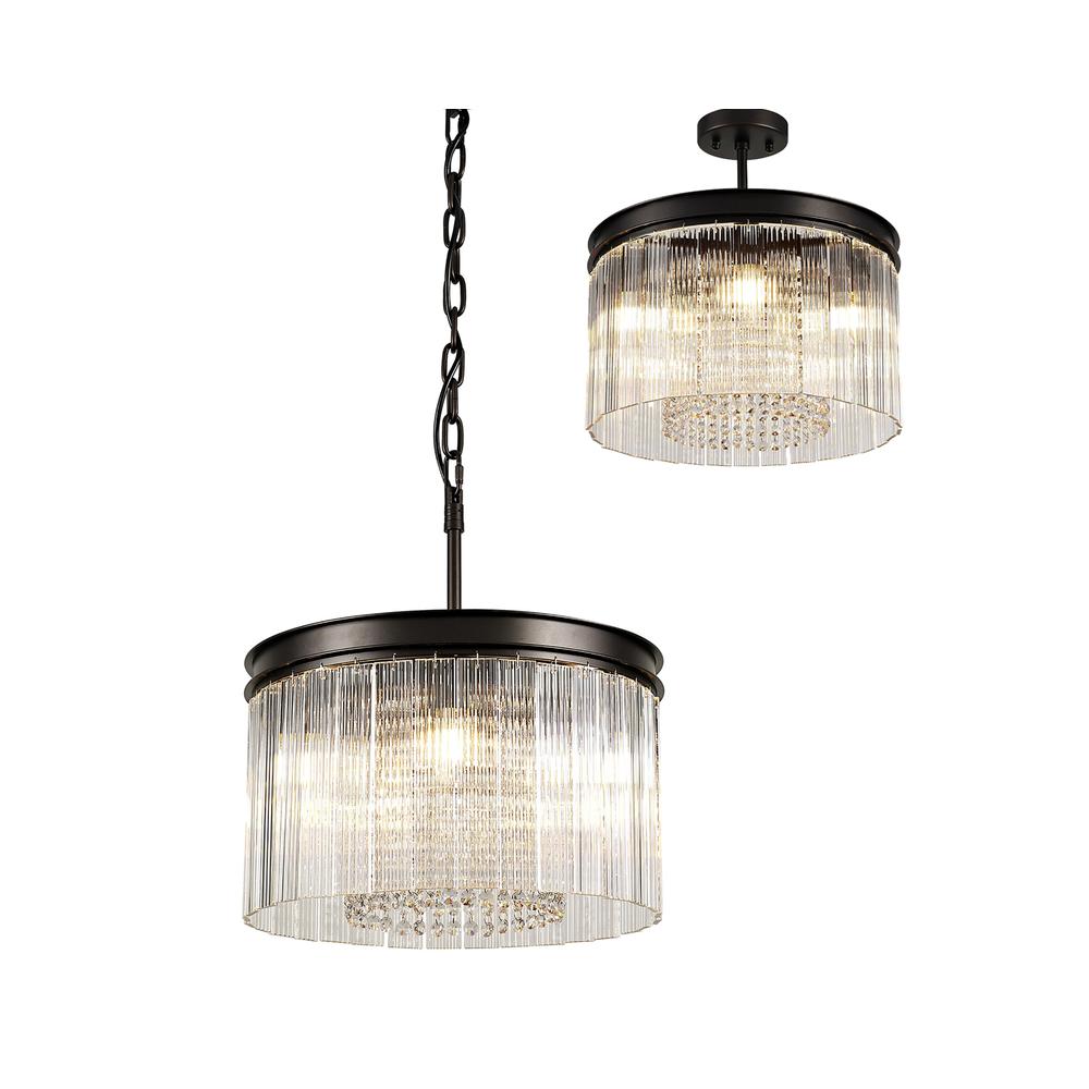 Luxuria Favrile 40cm Small Round Pendant/Semi Flush 5 Light E14 Brown Oxide