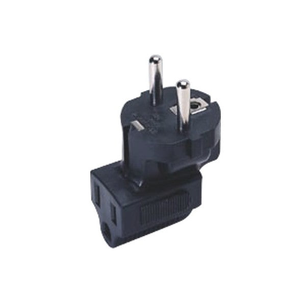 Schuko CEE 7/7 to NEMA 5-15R Power Plug Adapter, Down Angled