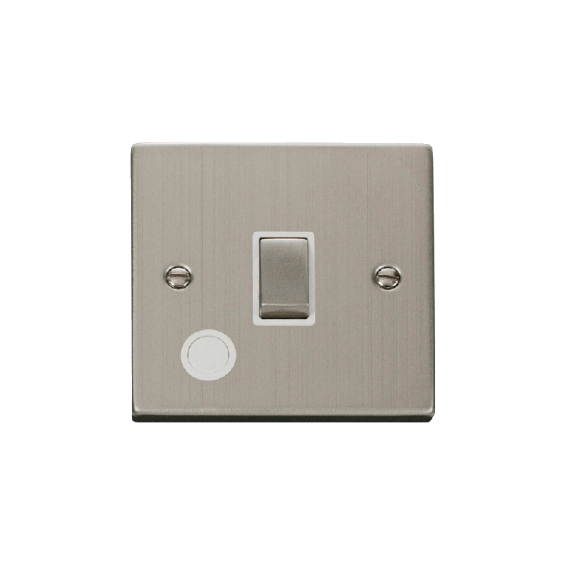 Click Deco 20A 1 Gang DP 'Ingot' Switch With Flex Outlet Stainless Steel Insert White