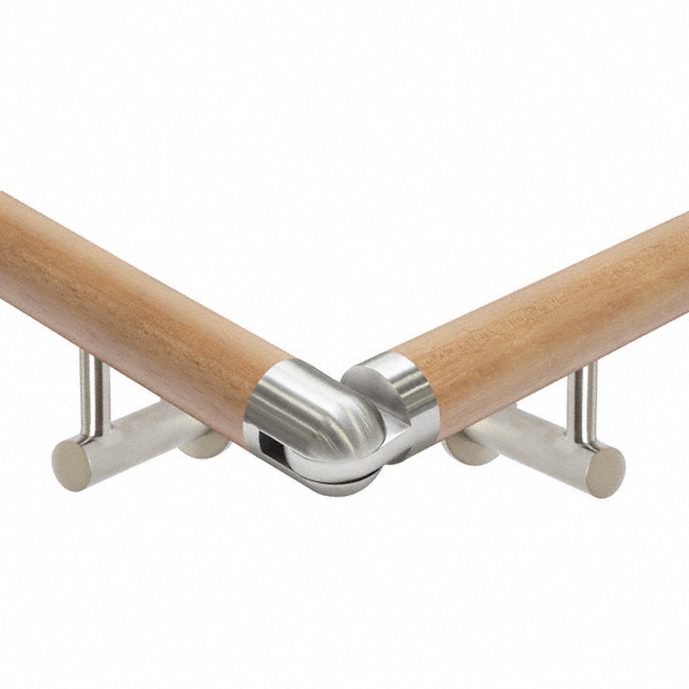 Elbow Adjustable Wood Fitting 45mm Dia 304S/S (Incl. Plastic Supports)