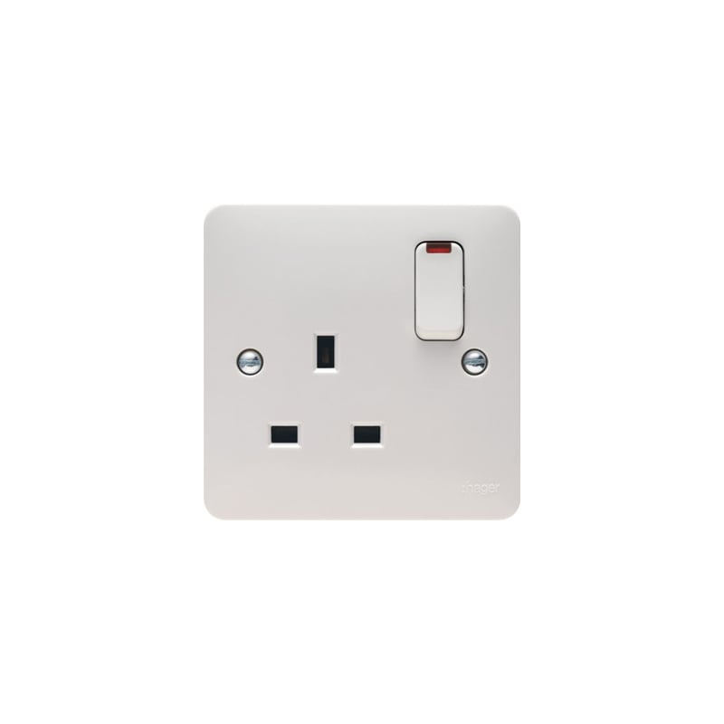 Hager Sollysta 1G Double Pole Switched Socket with LED Indicator