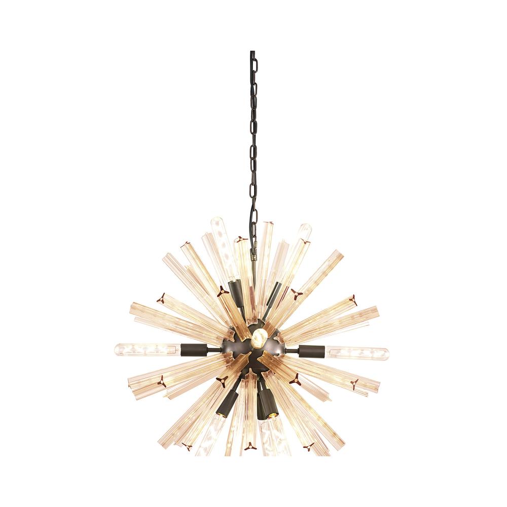 Luxuria Seneca 60cm 10 Light E14 Round Pendant Brown Oxide / Champagne Gold Glass