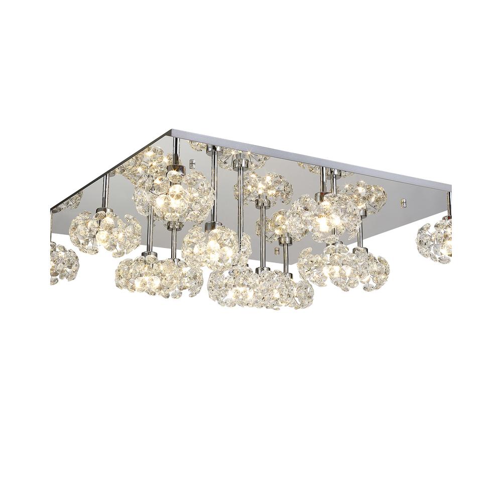 Luxuria Paramount Square 13 Light G9 Flush Light With Polished Chrome Square And Crystal Shade