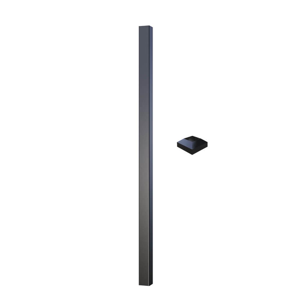Aluminium Post 50mm + Cap - 1200mm FenceConcrete-In - Black - 1600mm O/A