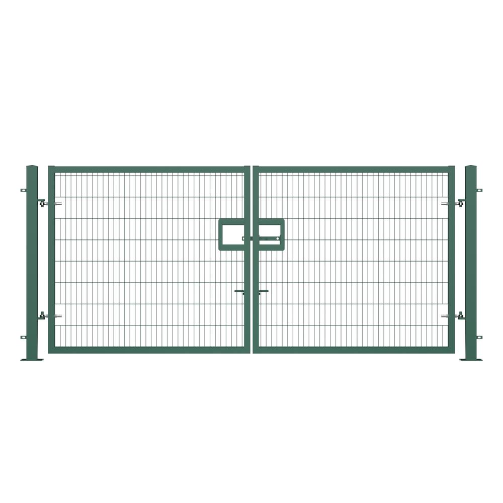 Twin Wire Double Leaf Gate 2.0H x 4mGreen Powder Coated Finish  Bolt-Down