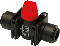 Mini Ball Valve Vented Push In Equal - 3/2