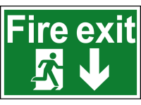 Safety Sign - Fire Exit Running Man Arrow Down