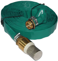 Lay Flat Discharge Hose c/w Brass Connector & Check Valve - 10 Mtr