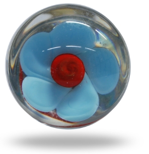 Glass Mendip Blue and Red Flower Knob