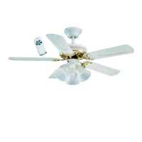 Global Santa Monica 42" 3 Light Kit Ceiling Fan With Remote Control In White With Polished Brass Trim