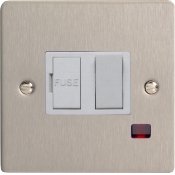 Varilight XFS6NW 13A Switched Fused Spur In Brushed Steel With Neon & White Insert