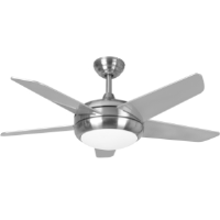 44" Neptune Ceiling Fan In Brushed Nickel With Remote Control And LED Light