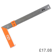 BAHCO 16" 400mm TRY SQUARE, ALUMINIUM BLOCK WITH STAINLESS RULE BLADE 9048-400