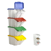 Pack of 3 - 50 Litre Capacity Multi Functional Plastic Storage?Recycling Boxes with Lids