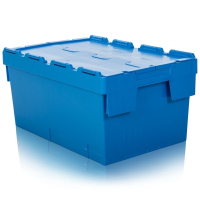 Pack of 2 - 55 Litre Heavy Duty ALC Plastic Boxes with Attached Lids