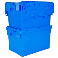 Pack of 4 - 25 Litre Heavy Duty ALC Plastic Storage Boxes With Attached Lids