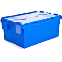 Pack of 4 - 48 Litre Heavy Duty ALC Plastic Storage Boxes With Attached Lids