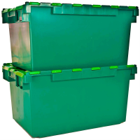 Pack of 2 - 80 Litre Heavy Duty ALC Plastic Storage Boxes With Attached Lids